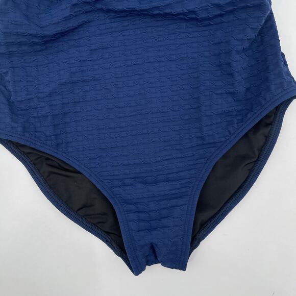 SHOSHANNA Swimsuit Size 4 One Piece Navy One Shoulder Ruffle Textured NWT Swim - Picture 15 of 16